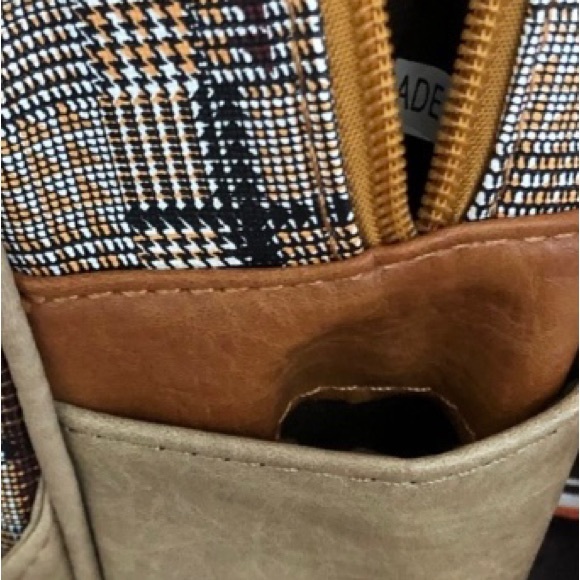 Brown Plaid Backpack, size Small. NWT - Picture 3 of 5